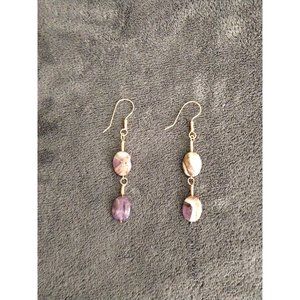 Amethyst Dangling Earrings 4" Handmade